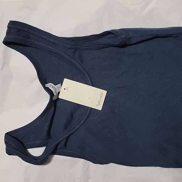 Nwt Splendid Classic Tank Tee Top Blue Soft Supima Cotton Modal Weave Knit - Picture 2 of 5